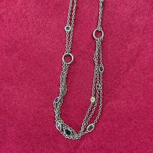 Elegant Multi-Sapphire Station 925 Silver Necklace & Bracelet. Gold Plated.